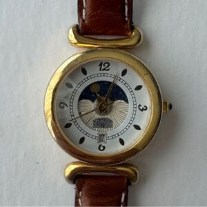 Vintage Wrangler Women 1304 397 Dress Moon Phase Leather Quartz